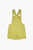 Girls Twill Overall Shorts (Kids) in Green, 11/12