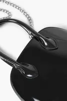 Women's Faux Patent Leather Crossbody Bag in Black