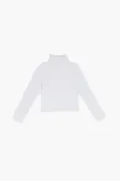 Girls Turtleneck Long-Sleeve Top (Kids) in White, 13/14