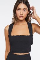 Women's Smocked Crop Top & Drop-Waist Skirt in Black Medium