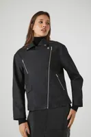 Women's Faux Leather Moto Jacket Black