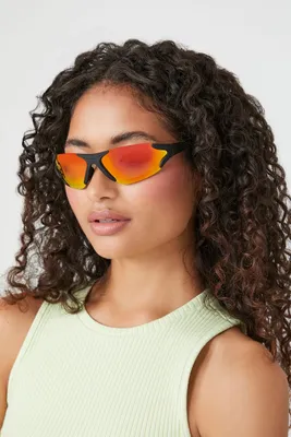 Reflective Shield Sunglasses in Black