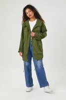 Women's Hooded Utility Jacket in Olive, XS