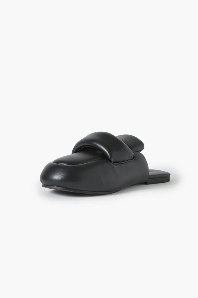 Women's Slip-On Faux Leather Mules Black,