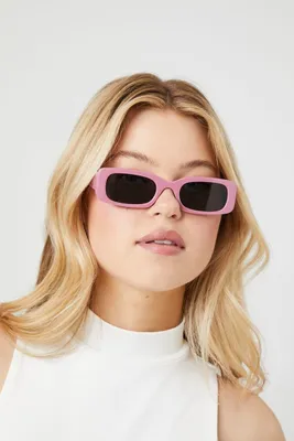 Rectangular Frame Sunglasses in Pink/Black