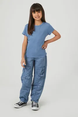 Girls Ruched Cargo Pants (Kids) in Blue, 11/12