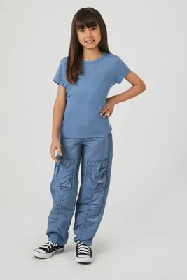 Girls Ruched Cargo Pants (Kids) in Blue, 13/14