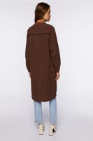 Women's Open-Front Longline Cardigan Sweater in Brown Small