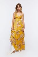 Women's Floral Jacquard Maxi Dress in Yellow Small