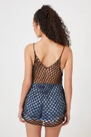 Women's Crochet Sweater-Knit Cami in Black Small