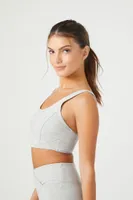 Women's Seamed Longline Sports Bra in Heather Grey Large