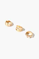 Women's Faux Pearl Ring Set in Gold/Cream, 6