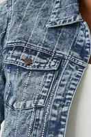 Women's Studded Denim Trucker Jacket , 3X