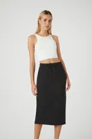 Women's French Terry Midi Skirt in Black, XS