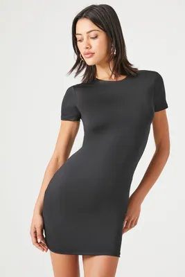 Women's Contour Mini T-Shirt Dress in Black, XL