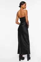 Women's Satin Strapless Maxi Dress