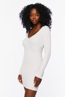 Women's Ribbed Knit Mini Dress in Light Grey Large