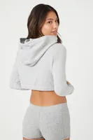 Women's Active Seamless Cropped Hoodie in Heather Grey Large