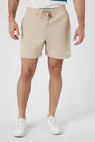 Men Embroidered EST84 Drawstring Shorts in Taupe/White Large