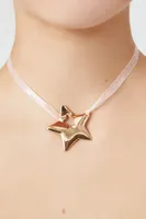 Women's Cutout Star Pendant Necklace in Gold/Pink