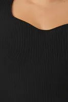 Women's Ribbed Sweetheart Sweater in Black, 3X