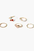 Women's Faux Gem Fruit Ring Set Gold/Red,