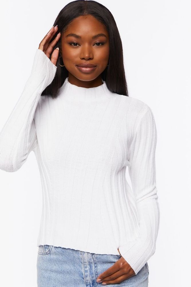 MOCK NECK SWEATER - White