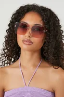 Gradient Rimless Sunglasses in Gold/Blush