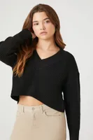 Women's Cropped High-Low Sweater Medium