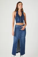 Women's Denim Maxi Slit Skirt