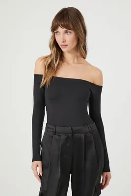 Women's Contour Off-the-Shoulder Crop Top in Black Small