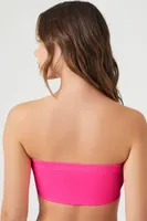 Women's Seamless Ribbed Bandeau in Neon Pink Large