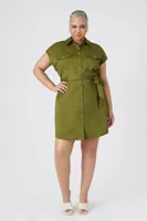 Women's Mini Shirt Dress in Olive, 0X