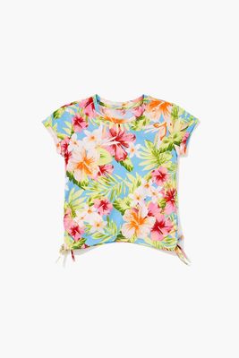 Girls Tropical Floral T-Shirt (Kids) Blue,