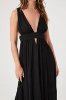 Women's Plunging Cutout Maxi Dress in Black Small