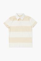 Kids Striped Rugby Shirt (Girls + Boys) in Tan/White, 13/14