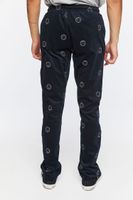 Men Happy Face Corduroy Drawstring Pants in Navy Large