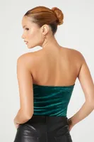 Women's Sweetheart Velvet Bodysuit Emerald