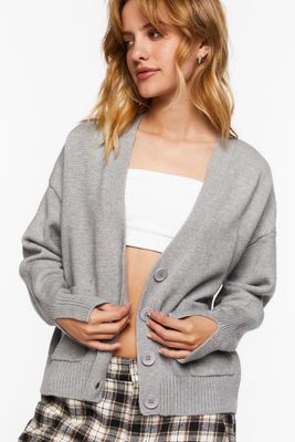 Women's Split-Sleeve Cardigan Sweater in Heather Grey Small