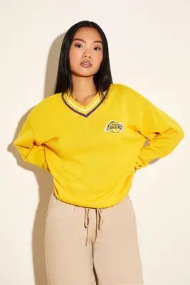 Women's Los Angeles Lakers Patch Sweater in Yellow/Purple, XS