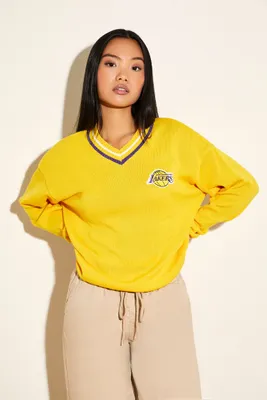 Women's Los Angeles Lakers Patch Sweater in Yellow/Purple Medium