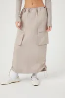 Women's Twill Drawstring Maxi Cargo Skirt Goat