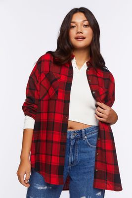 Women's Plaid Flannel Shirt in Red Small