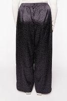 Women's Polka Dot Satin Wide-Leg Pants in Black/White, 1X