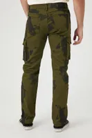 Men Marble Print Cargo Jeans in Olive/Black, 29