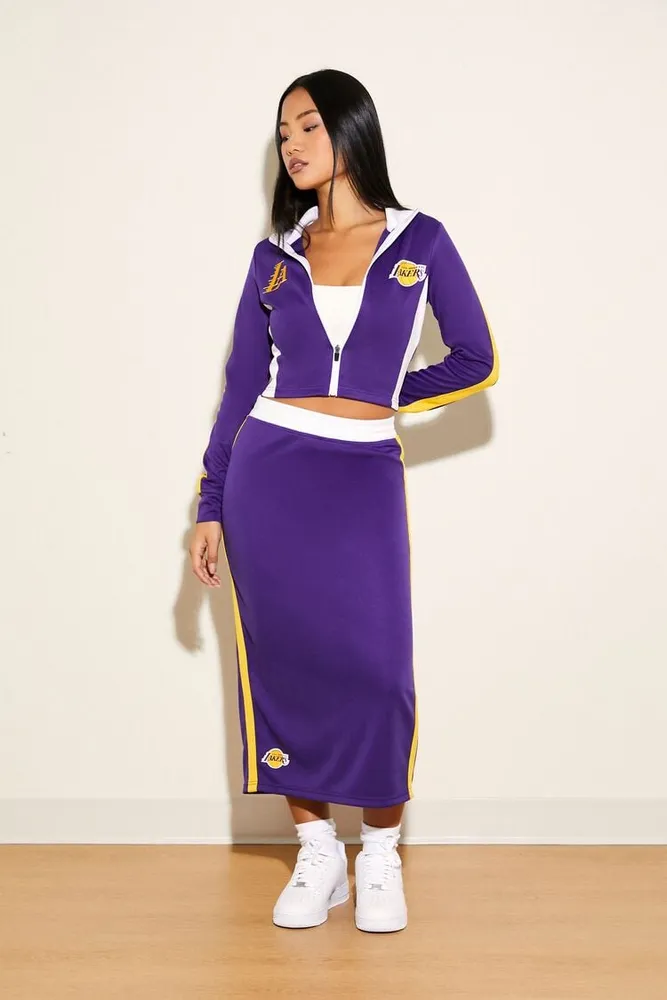 Women's Los Angeles Lakers Midi Skirt in Purple Small