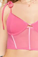 Women's Mesh Tie-Strap Bustier Hot Pink