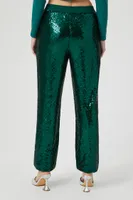 Women's Sequin Mid-Rise Ankle Joggers in Hunter Green Medium