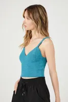 Women's Crochet Sweater-Knit Cami in Blue Large