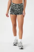 Women's Active Abstract Print Shorts in Dark Olive/Black Medium